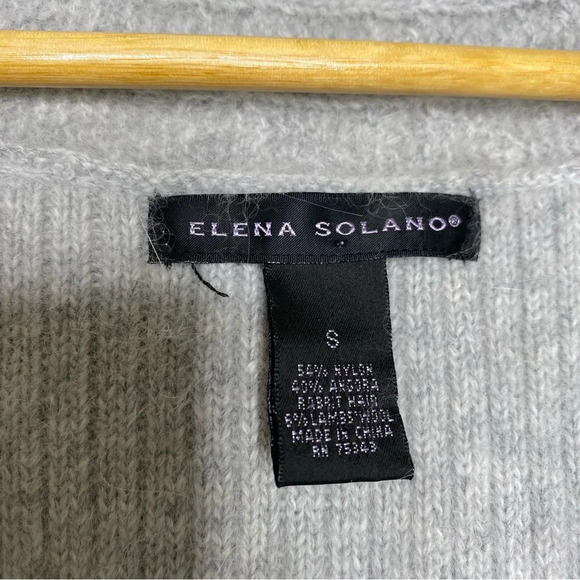 Elena Solano Gray Angora Rabbit Hair Lambswool Knit Tunic Sweater Size Small - Picture 3 of 7